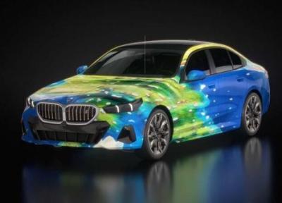 تصاویر ، بی ام و نمایشگاه بوم هوش مصنوعی برگزار کرد ، نمایش انیمشن های هوش مصنوعی روی BMW i5
